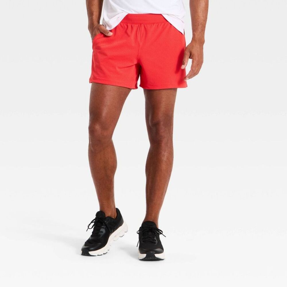 Men's 2-in-1 Run Mesh Shorts 5" - All In Motion Coral Red M